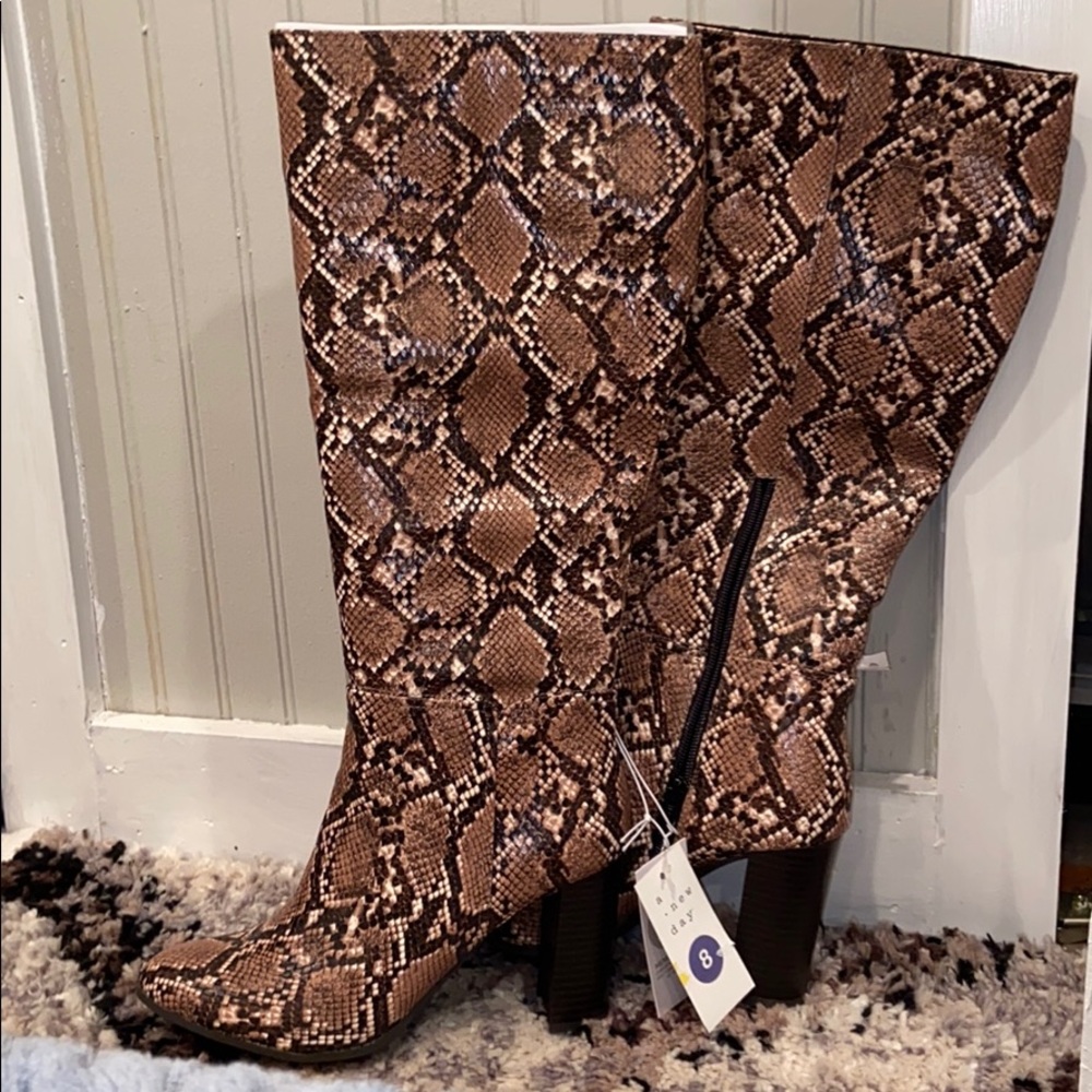 NWT A New Day Tall Heeled Snake Print Boots